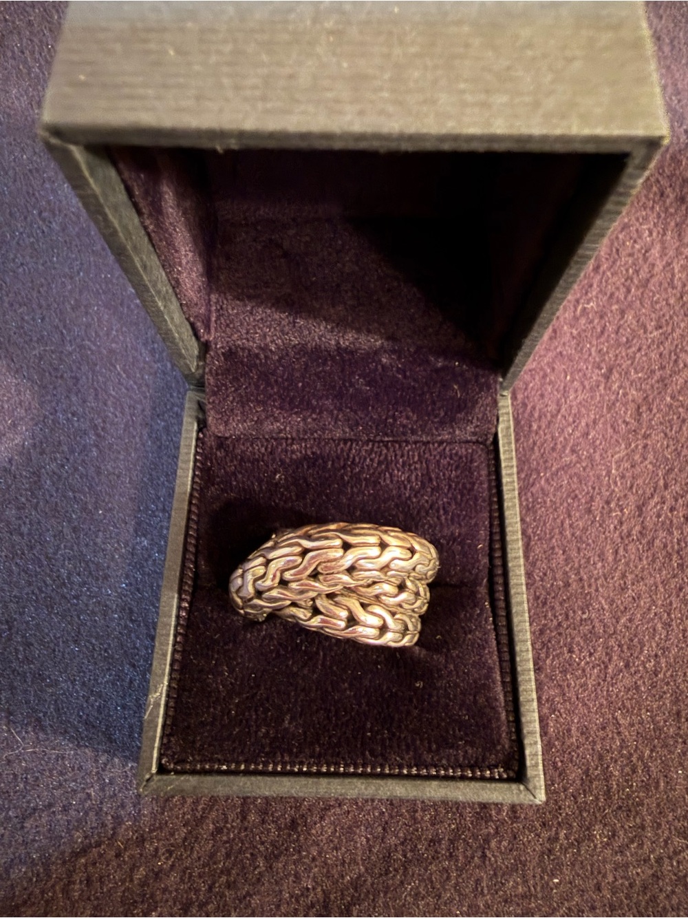 John Hardy Braided Sterling Silver Chain Ring